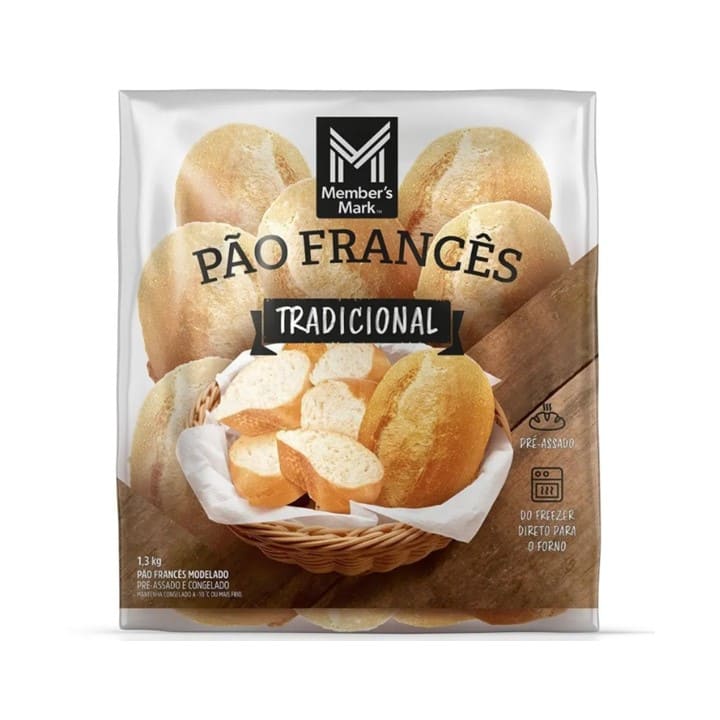 Pão Francês Tradicional Modelado Member's Mark Pacote 1,3Kg